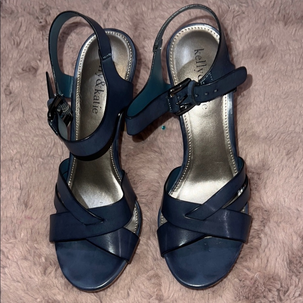 Kelly & Katie Blue Dress Sandals with Crisscross Design